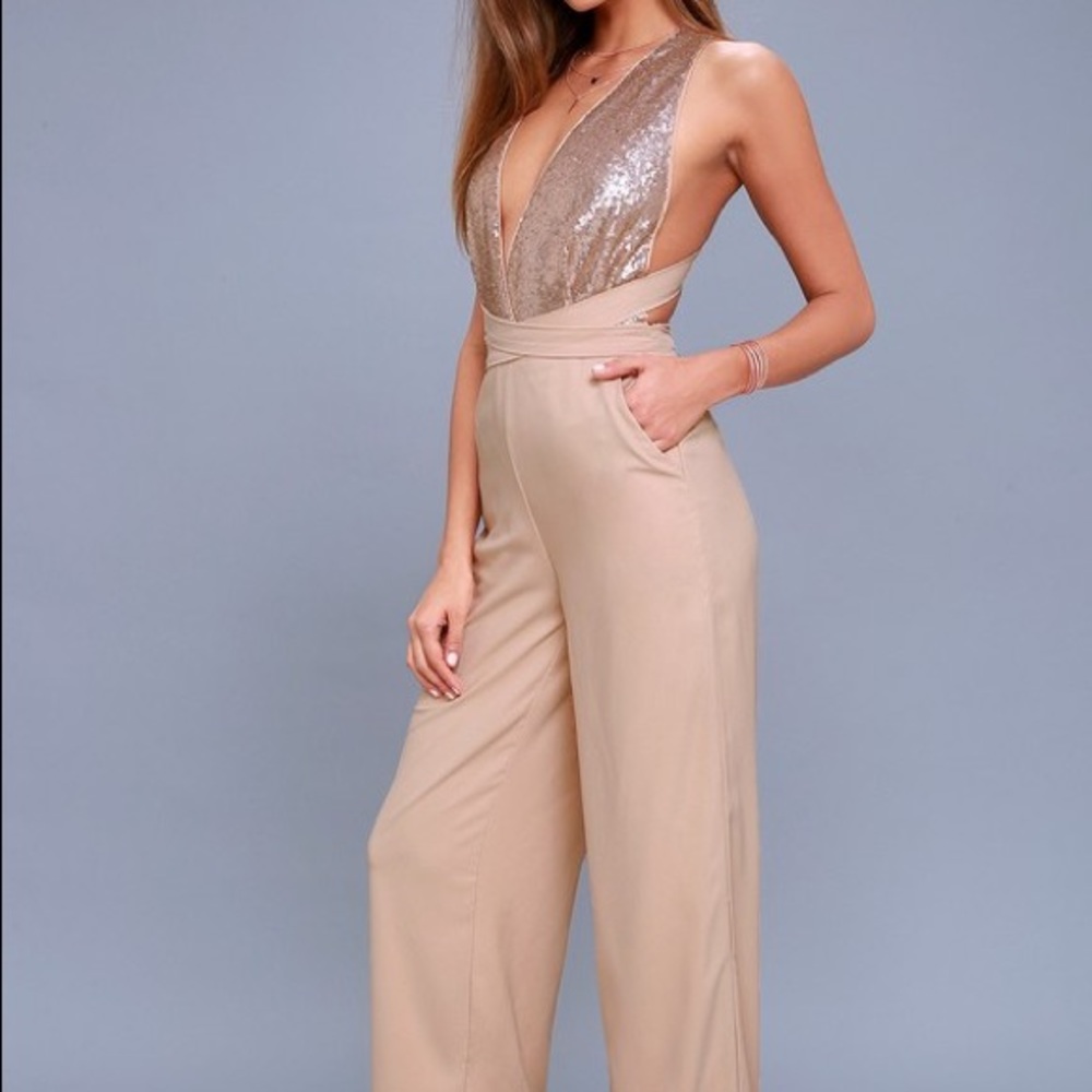 LuLus - Sequin Jumpsuit - Blush